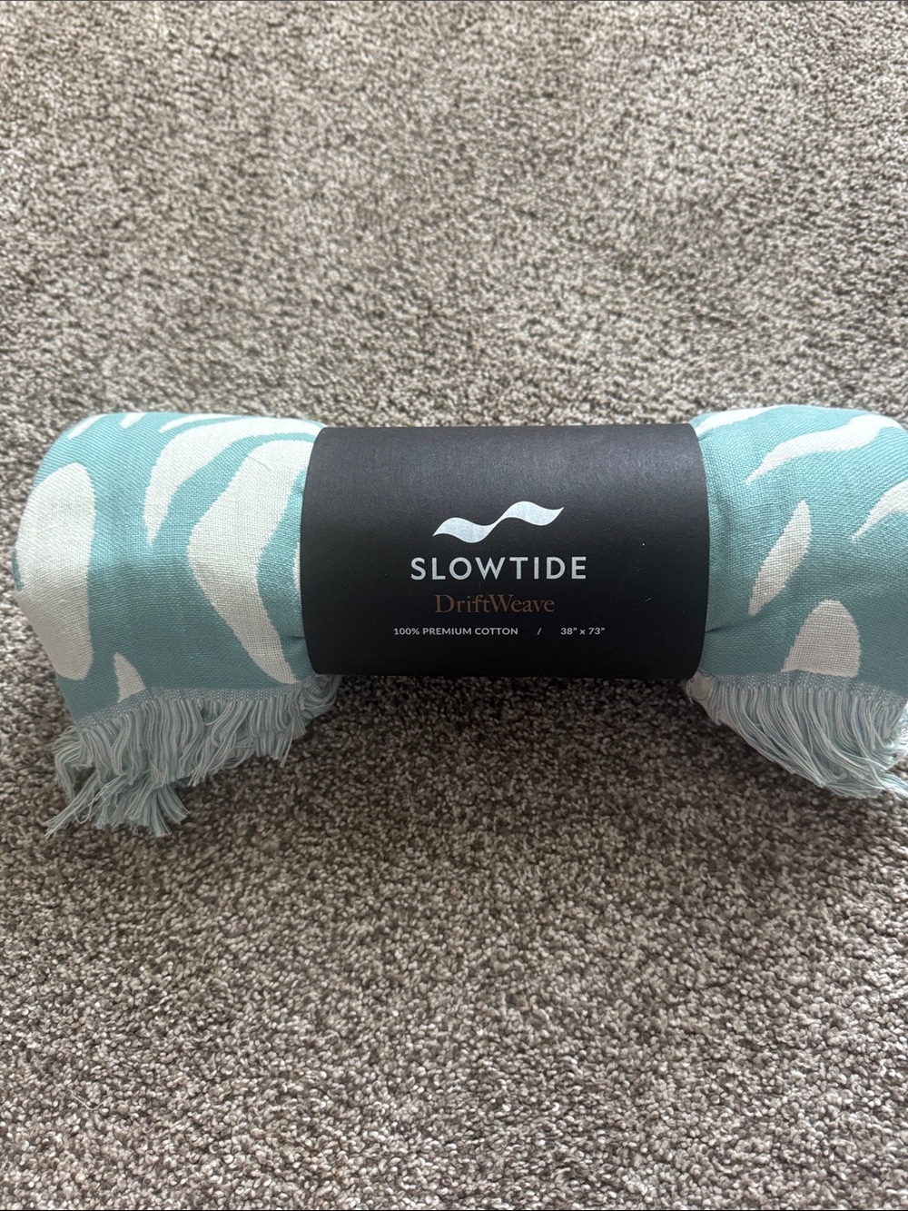 Slowtide Aqua & White DriftWeave Cotton Turkish Towel